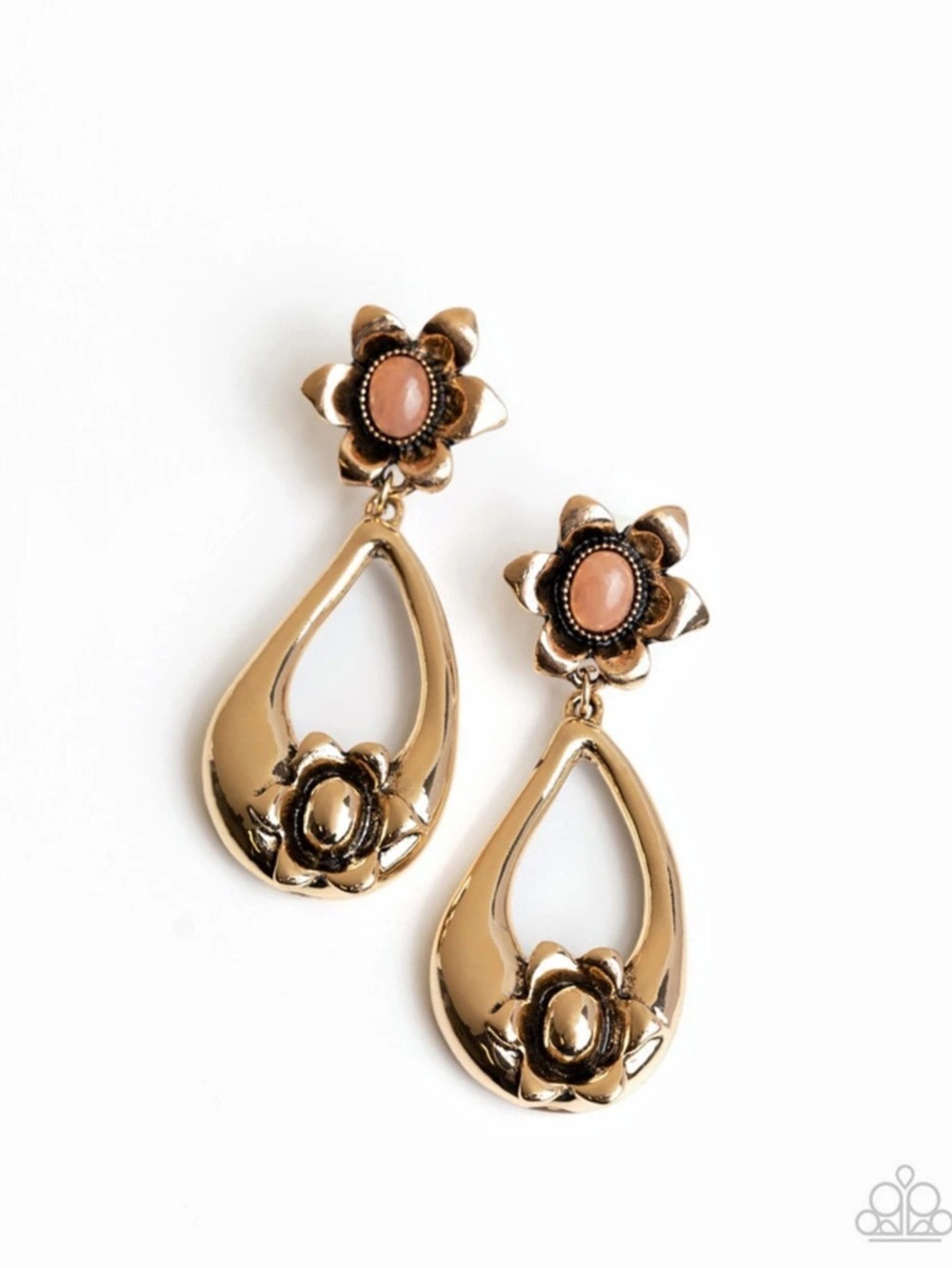 null Gold & Pink Teardrop Earrings New